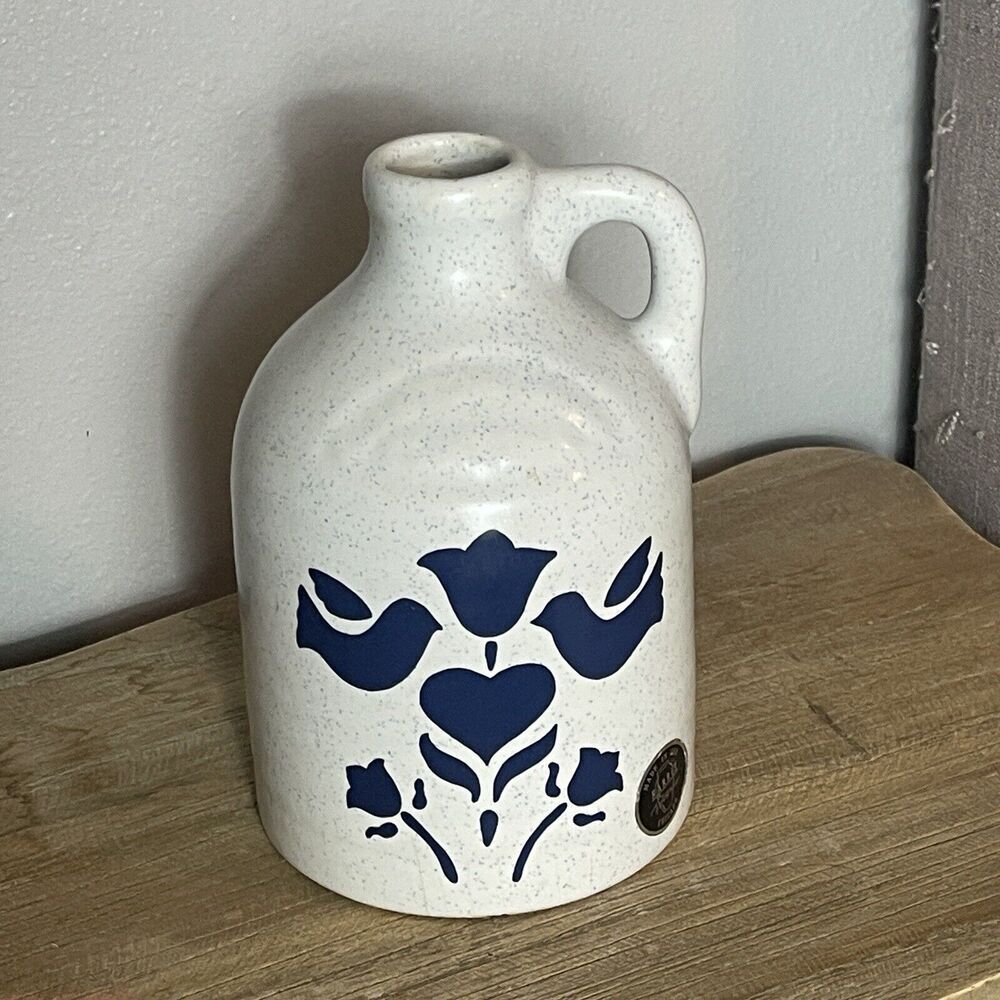 Harris Potteries Chicago USA Jug Speckled Love Birds Country Farmhouse Handle